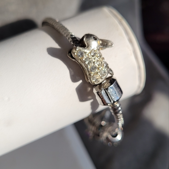 2/$12 Pandora style bracelet with silver plated charms - Picture 2 of 5